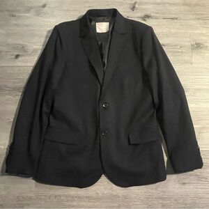 Everlane Men’s Black Wool Blend Blazer Suit Jacket Size 40R Classic Two Button